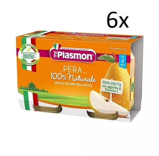 6x PLASMON Omogeneizzato Pera homogenisiert ab 4 Monaten Babynahrung 2x104g