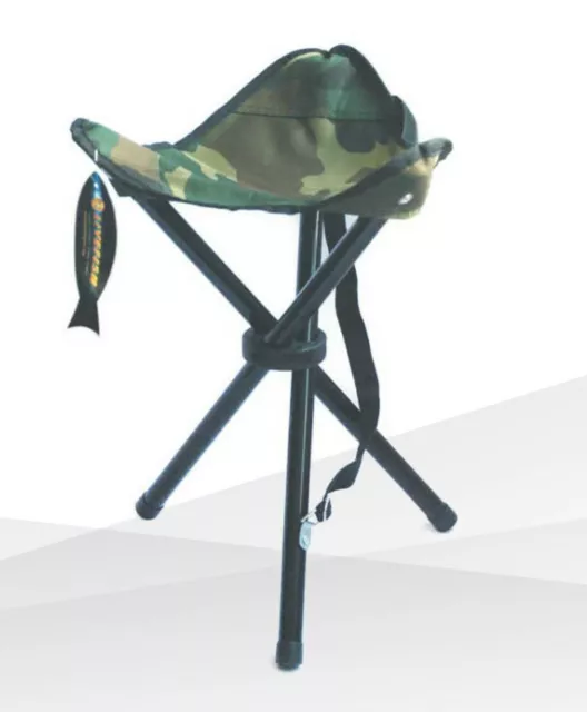 Taburete Plegable TRÍPODE Pesca Militar Tres 3 Camping Camuflaje Caza Valmoni