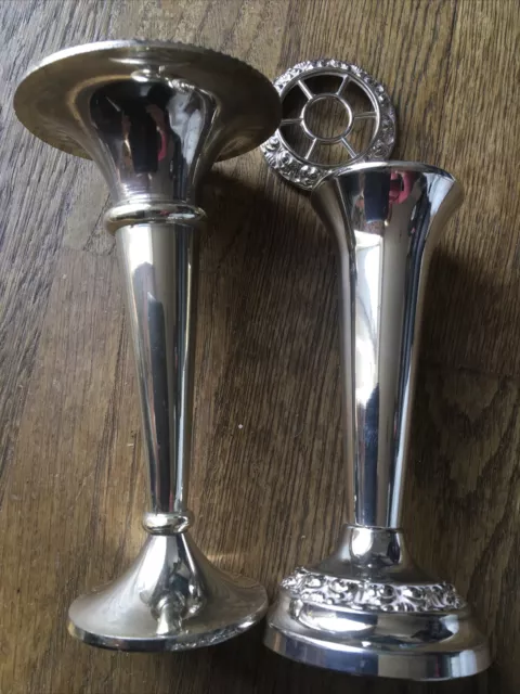 2 vintage epns vases 6” tall