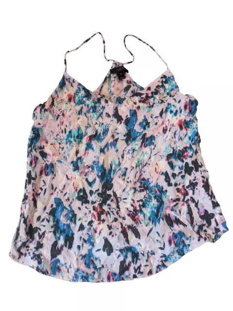 J.Crew Tank Top Women's Sz 4P Floral print Racer Back Spaghetti Strap 100% Silk