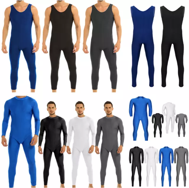 Mens Spandex Full Body Leotard Bodysuit One Piece Unitard Jumpsuit Dancewear