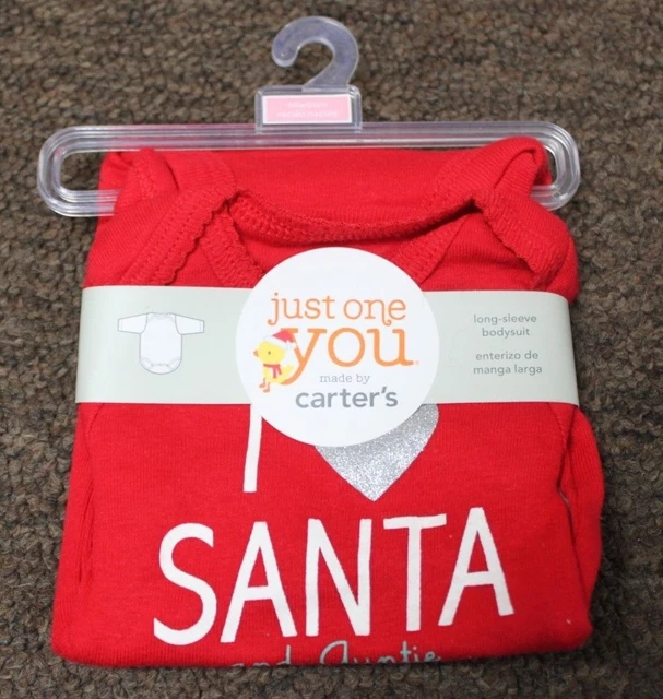 I Love Santa & Tata Noël Nouveau Né Body Tante Charretiers Coton Rouge Nb Neuf