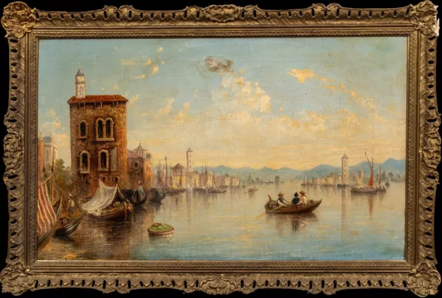 Huge 19th Century View Of Venice Italy Canal Venezia JAMES SALT (1850-1906) 3