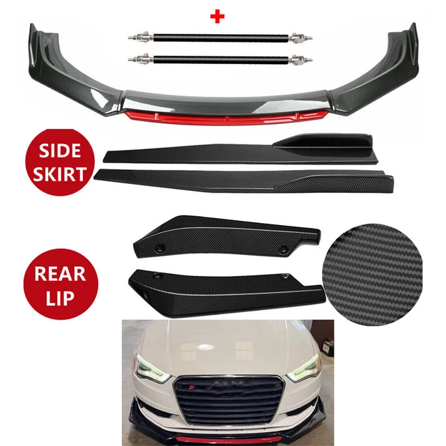 For Audi Front Bumper Lip Splitter Side Skirt Rear Lip Strut Rod Carbon Fiber