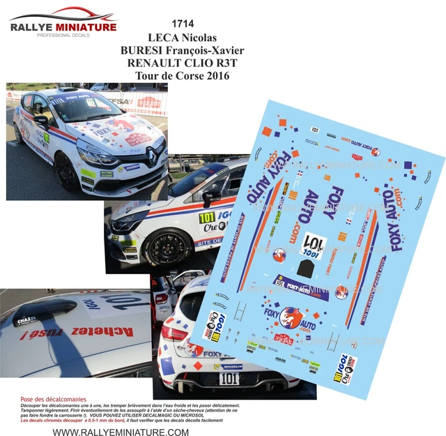 DECALS 1/24 REF 2168 RENAULT CLIO ZUCCARELLI TOUR DE CORSE 2008 RALLYE RALLY WRC
