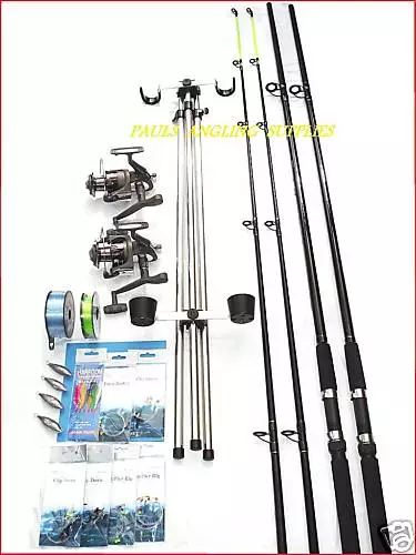 Sea Fishing Kit Set Shakespeare  2 Rod 2 Reel Tripod Tackle Beachcasters