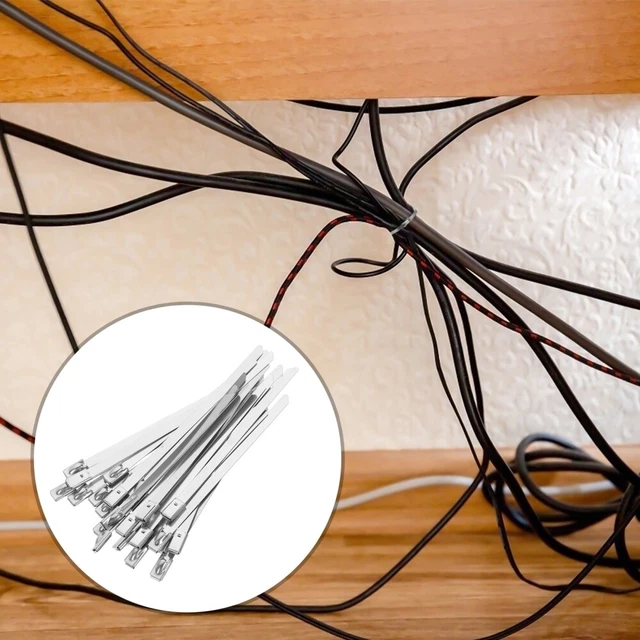 100 stücke selbsthemmend metall zip kinde edelstahl auspuff wrap Mehrzweck Kabel