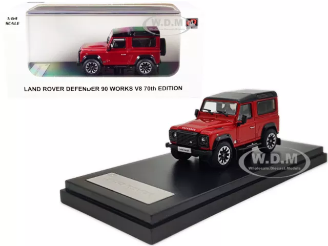 Land Rover Defender 90 Works V8 70Th Ed Red 1/64 Diecast Car Lcd Models Lcd64016