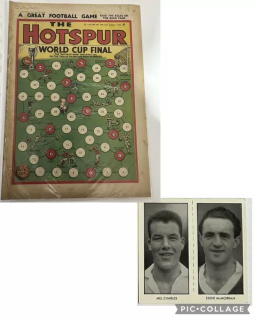 The Hotspur Comic Free Gift #1129 & Uncut World Cup Footballers Card 1958