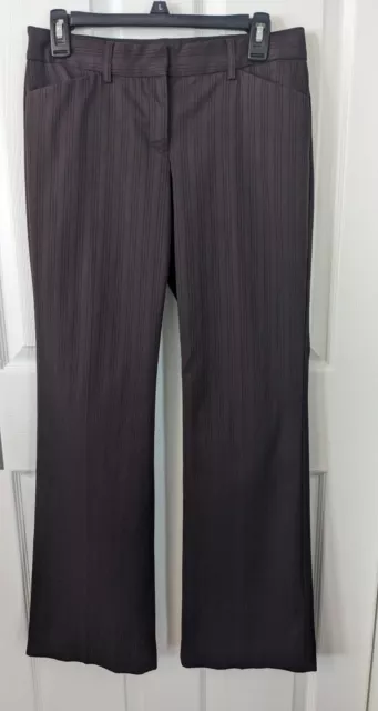 Express Design Studio Editor Pants - Brown Pin Stripe Flare Leg - Women's Size 4