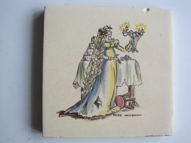 Vintage 4 1/8" Rhotico Tile - Miss Havisham (Dickens Great Expectations)- R. Ord