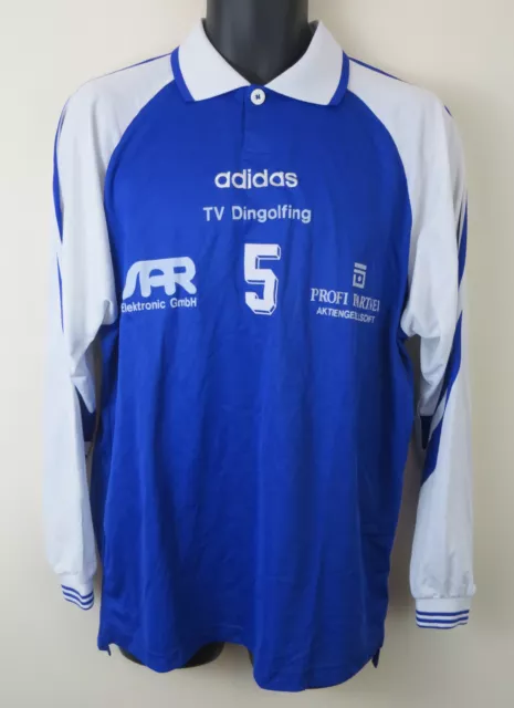 Vtg Adidas 90s Football Shirt Retro Soccer Jersey Futbol Trikot Blue M Medium