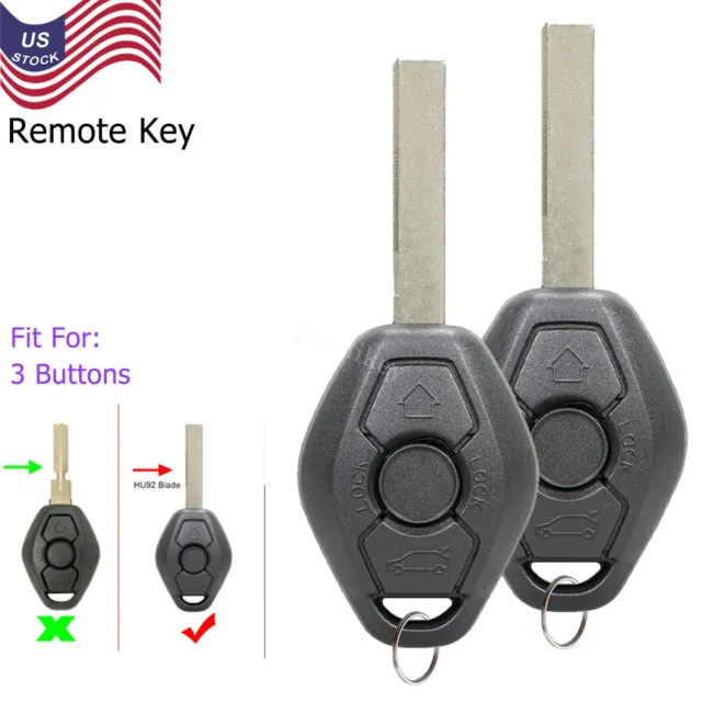 2 For BMW E81 E46 E39 E63 E38 E83 E53 E36 Entry Remote Key 3 Button 315MHz