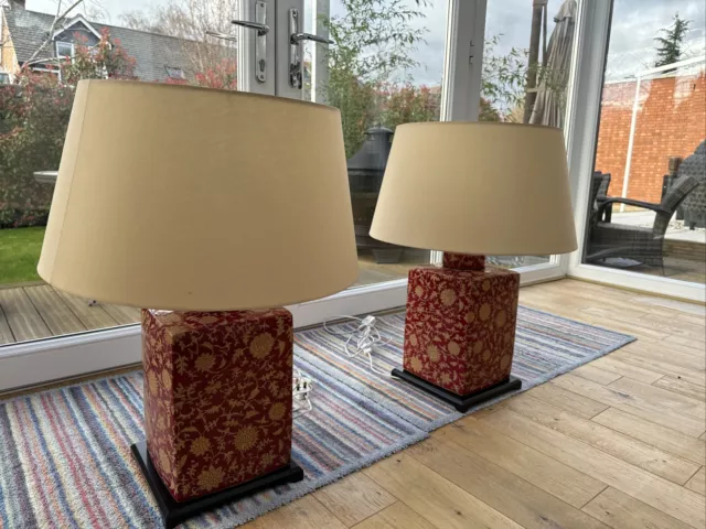 Pair of large table lamps with lampshades - price is for the pair