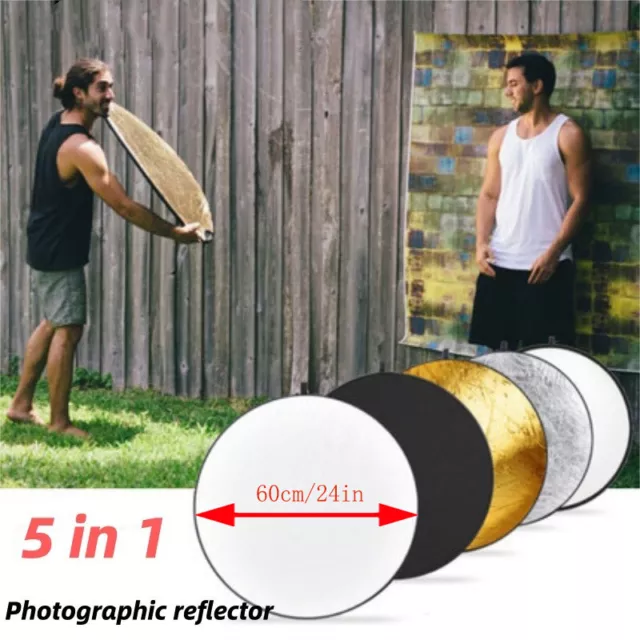 60cm - 5in1 Multi Photo Disc Collapsible Light Reflector Photography Studio 24"