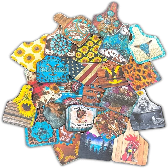 Cow Ear Tag Cardstock Cutouts for Freshies 12 Pack 3.75 Wide X 2.75" Long Freshi