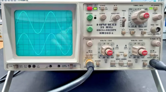 HAMEG HM303-5 OSCILLOSCOPE ANALOGIQUE  2x35 MHZ Testeur de Composants 1 sonde