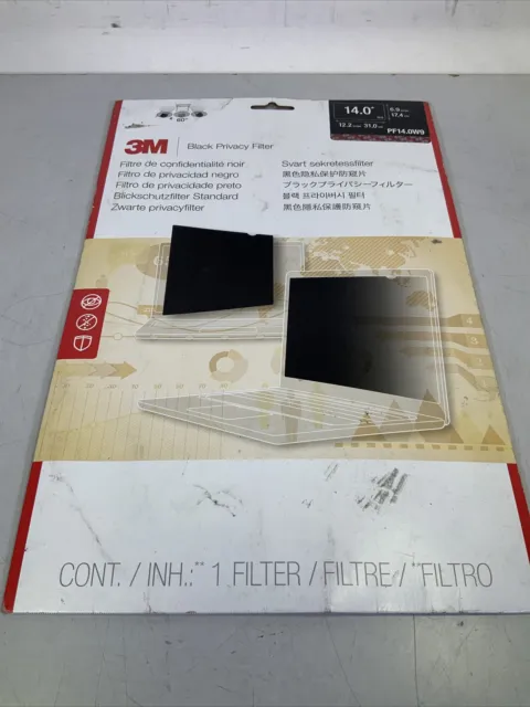 New 3M Black Privacy Filter for 14" Widescreen Laptop, PF14.0W9 - NG D1F