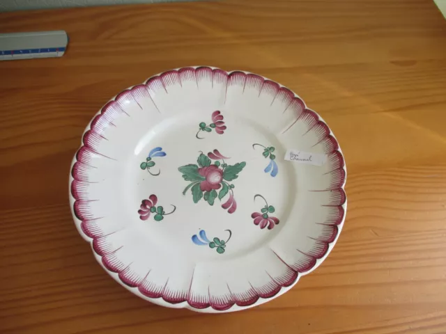 assiette HENRI CHAUMEIL VIEUX STRASBOURG  decor de fleur 24,5 cm