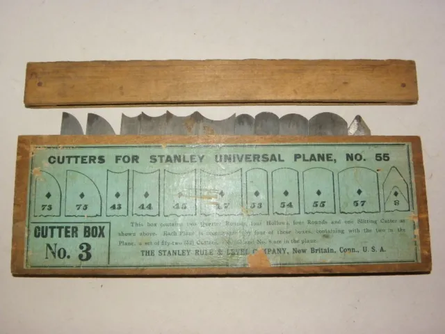 No. 3 Boxed set of 11 CUTTERS For STANLEY No. 55 Universal COMBINATION PLANE.