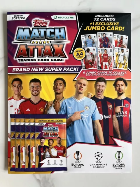 **Topps Match Attax Uefa 72 Card Multipack Incl Esclusiva Carta Jumbo 2023-24**