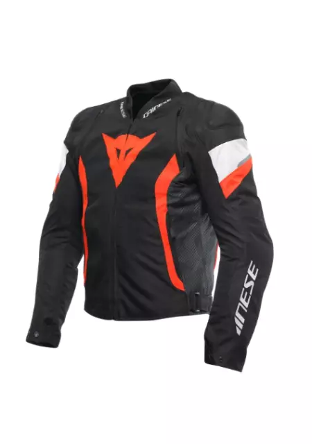 Blouson Moto Dainese Avro 5 Tex Jacket Noir/Rouge Fluo/Blanc - Tissu