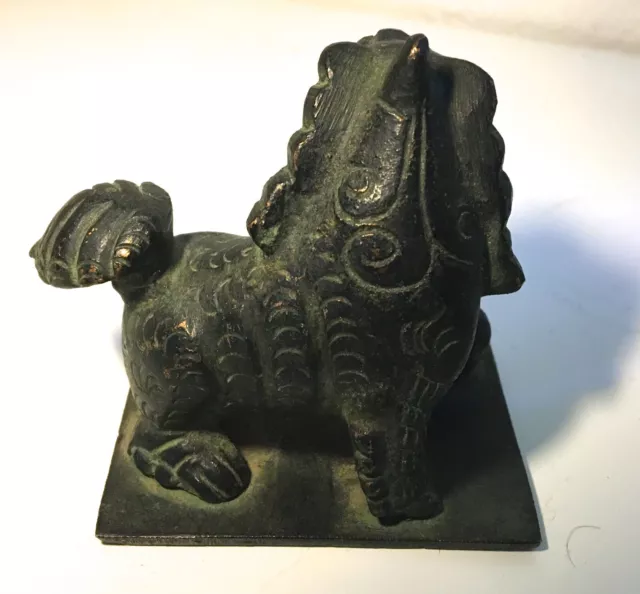 Chine statuette Bronze Héron Tortue pied de Bougeoir XIX ème manque le  porte 28c
