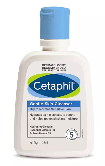Cetaphil Face Wash Limpiador suave para piel seca a normal y sensible, 125 ml