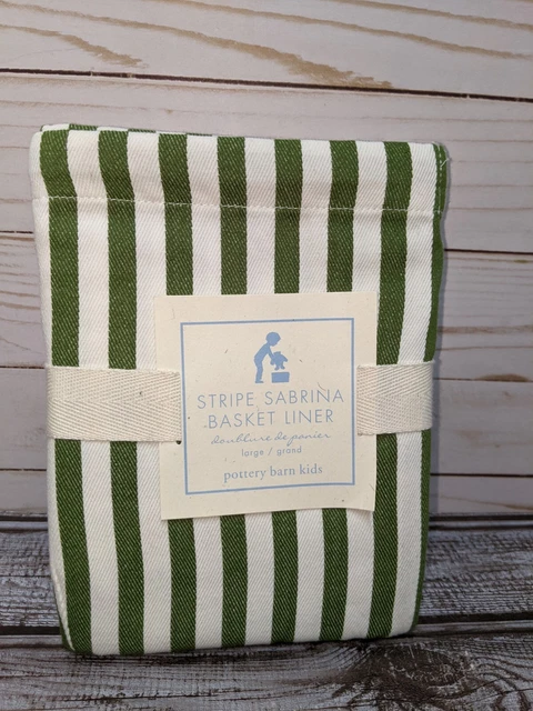 Pottery Barn Kids Sabrina Green Stripe Basket Liner Large New