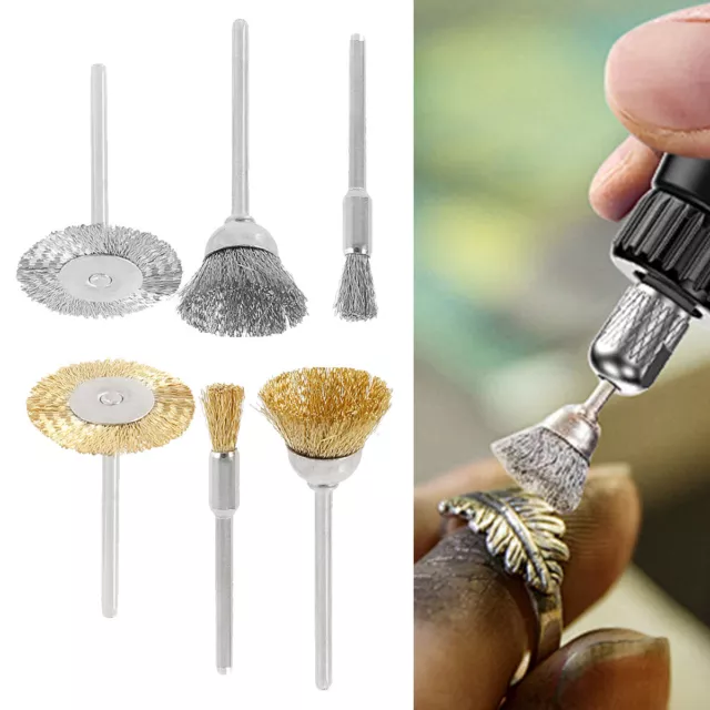 60x Rotary Steel Wire Brush Drill Polishing Cup Wheel Set Tool For Rust Removal