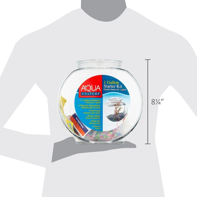 Premium Aquarium 1 Gallon Round Tank Small Fish Bowl Starter Kit Gift Decorative 3