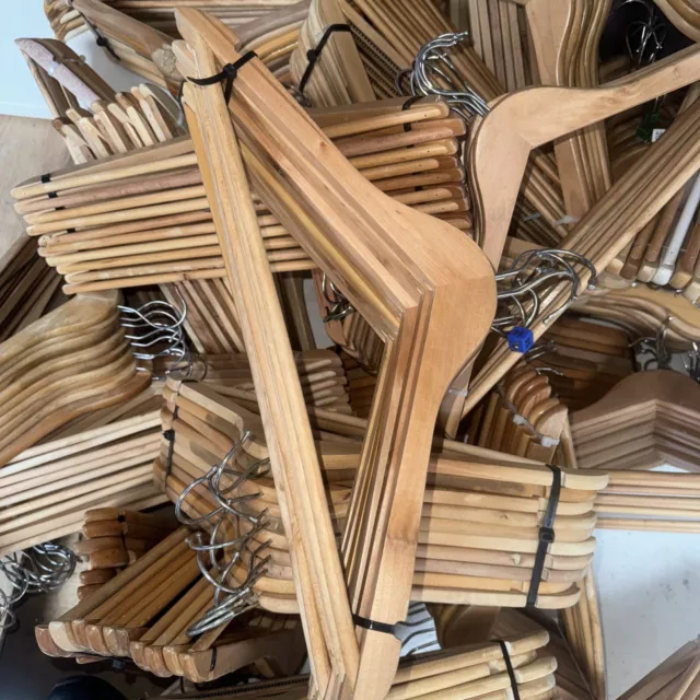 JOB LOT 20 Wooden Clothes Coat Hangers - for trousers Top Quality