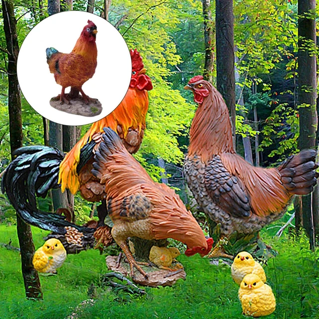 Realistische Hühnerharz Statue Ornament Kunstwerk Huhn für Garten Rasen Garten D