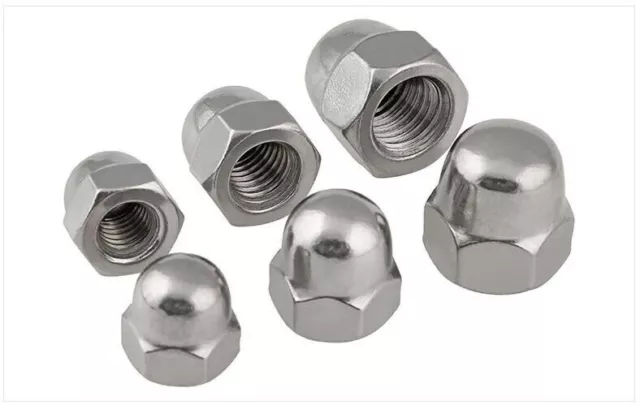 DOME NUTS TO FIT METRIC BOLTS M3,4,5,6,8,10,12,16mm A2 STAINLESS STEEL ACORN NUT