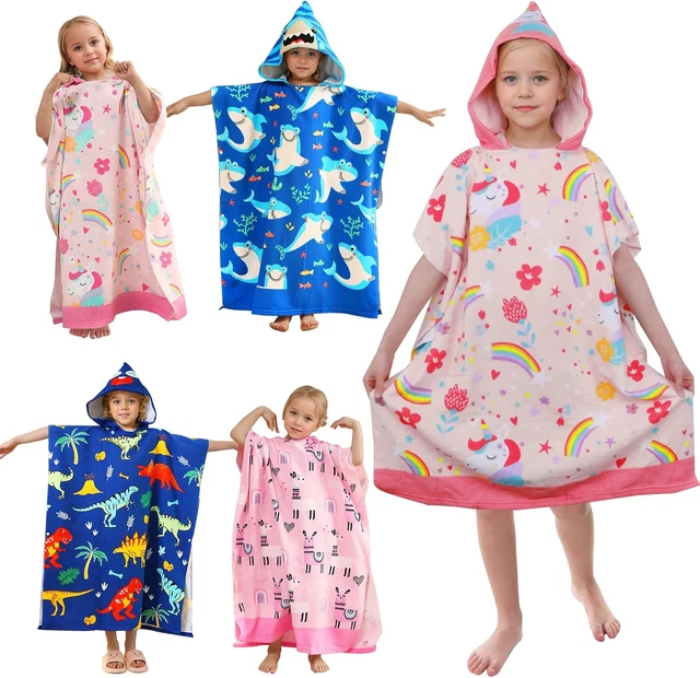 Poncho Da Bagno Per Bambini 3-4 Anni - Telo Mare Con Cappuccio, 100% Cotone, Leggero, OEKO-TEX