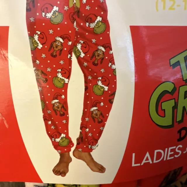 Dr Seuss THE GRINCH Ladies Sleep Jogger Pants featuring the Grinch and Max L NWT