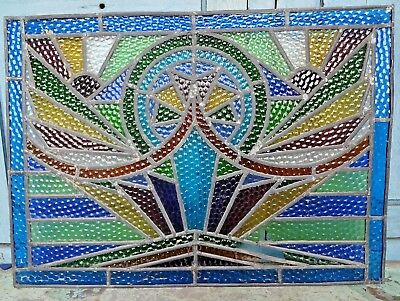 Stained Glass Leaded Colored Panels Vintage Art Deco Architectural Salvage Old#2