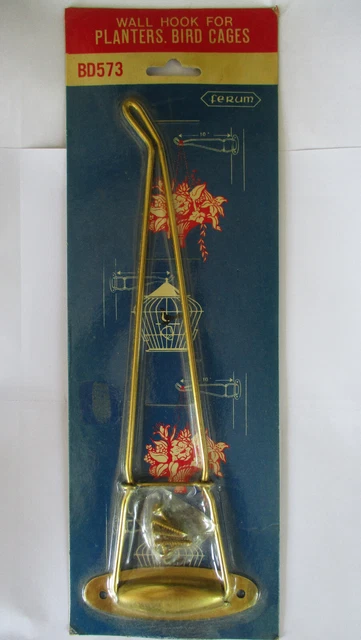 Ferum Vintage Wall Bracket Swivel Swing Arm Hook Gold For Plants 10 In. NIP