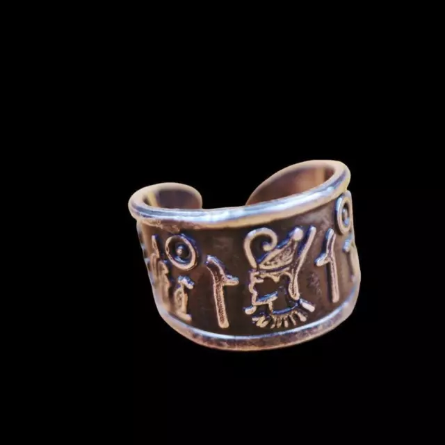 Oxidized Handmade Adjustable Silver Ring Band  "Ancient Egyptian KING RAMSES II"