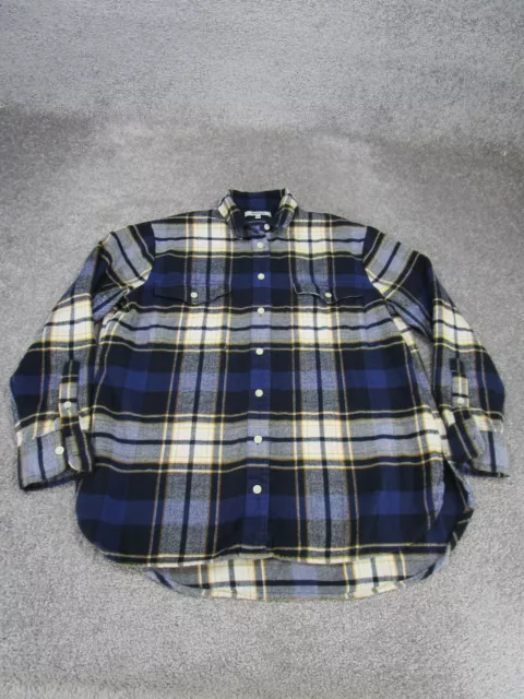 Madewell Shirt Womens Small Flannel Flap Oversized Blue Plaid