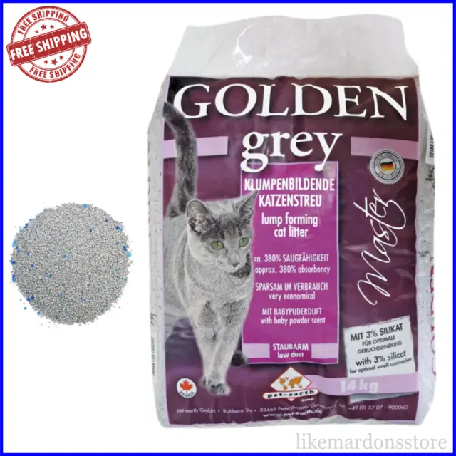 GOLDEN GREY Master Clumping Cat Litter Baby Powder Scented - 14KG