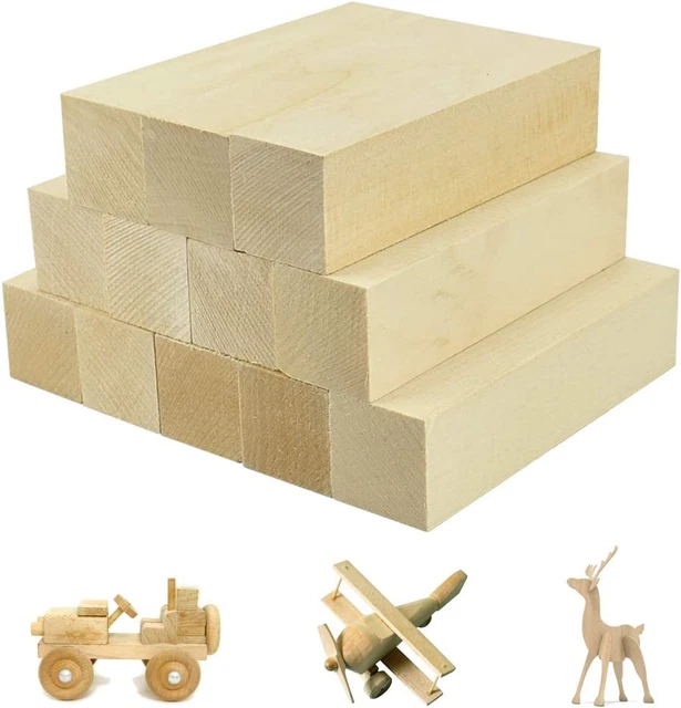 12 Pezzi Blocchi per Intaglio in Legno Blocchi Di Legno Non Finiti Legno Blocchi