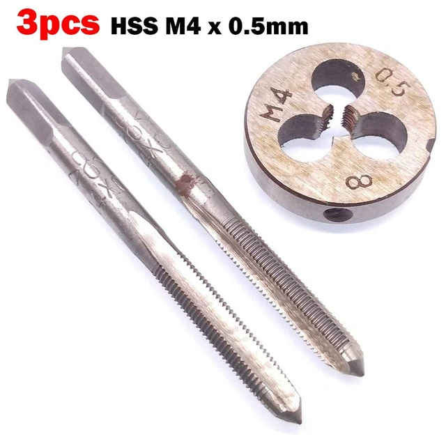 3x HSS M4 X 0.5mm Conique & Prise Robinet, Die Métrique Fil Droit Main Hot