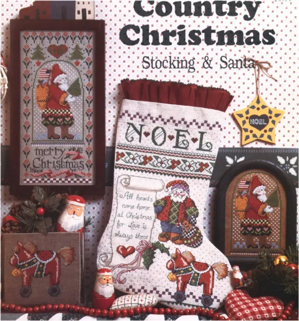 Jeremiah Junction COUNTRY CHRISTMAS STOCKING & SANTA Cross Stitch Leaflet OOP