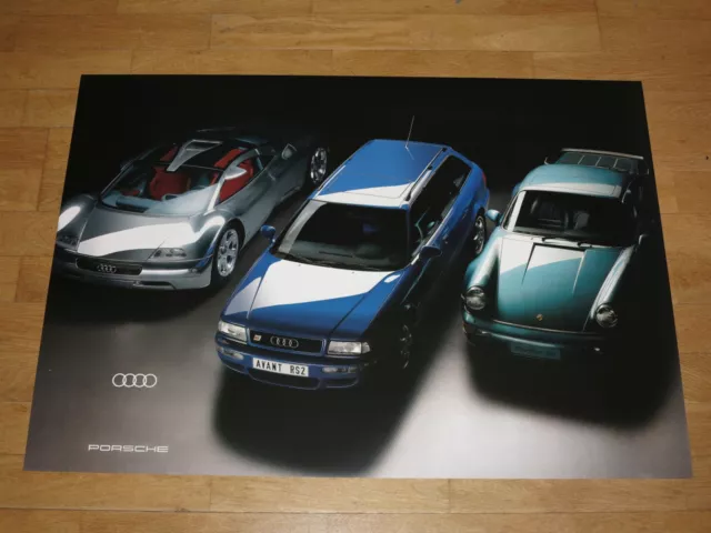 Audi Porsche RS2 POSTER AVUS 3.6 TURBO CUTOUT ORIGINAL VINTAGE NEW