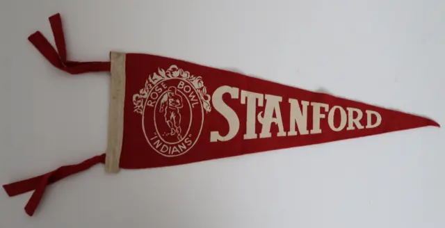Vintage Stanford Football NCAA Rose Bowl Indians Red Pennant Banner 18" w/4 Ties