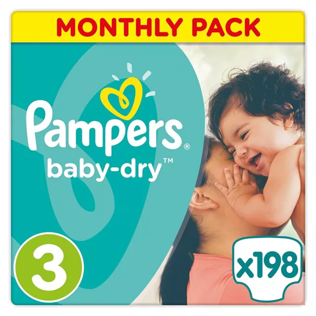 PAMPERS baby dry pannolini FINO A 198 PEZZI TAGLIE assortite 3 4 4+ 5 5+ 6 6+