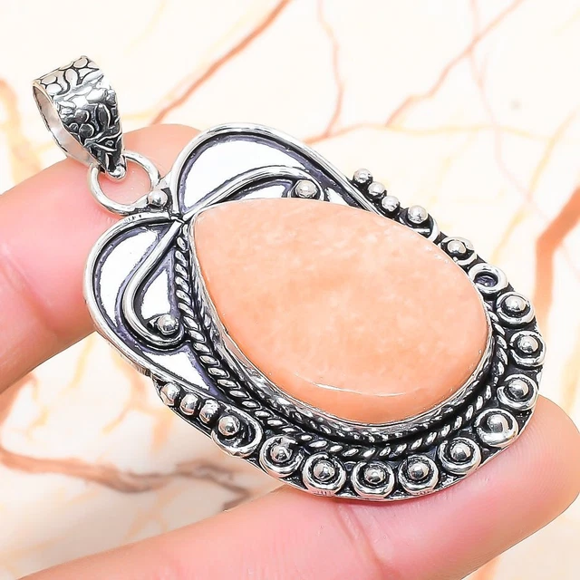Orange Aventurine Gemstone Handmade Gift Jewelry Pendant 2.05" L030