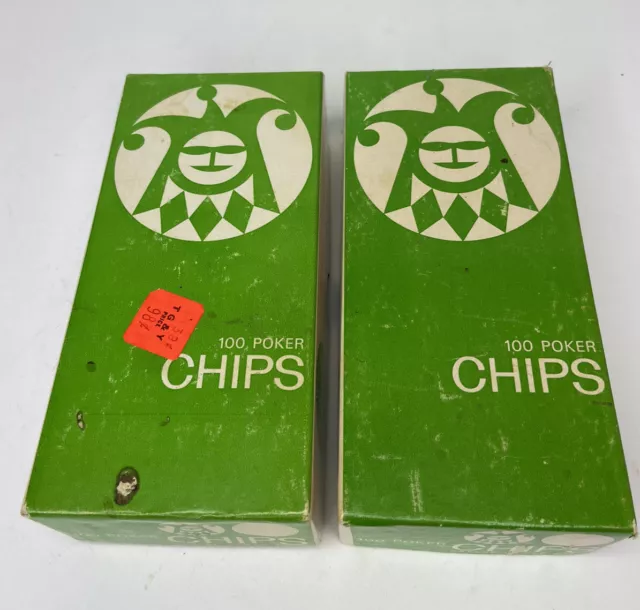 2 Vintage Boxes of Greene Games Poker Chips (200 chips) Red White & Blue