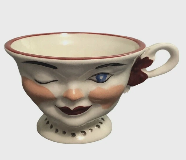 Vtg Promo Lipton Winking Eye Tea Cup Female Staffordshire England Hand Painted